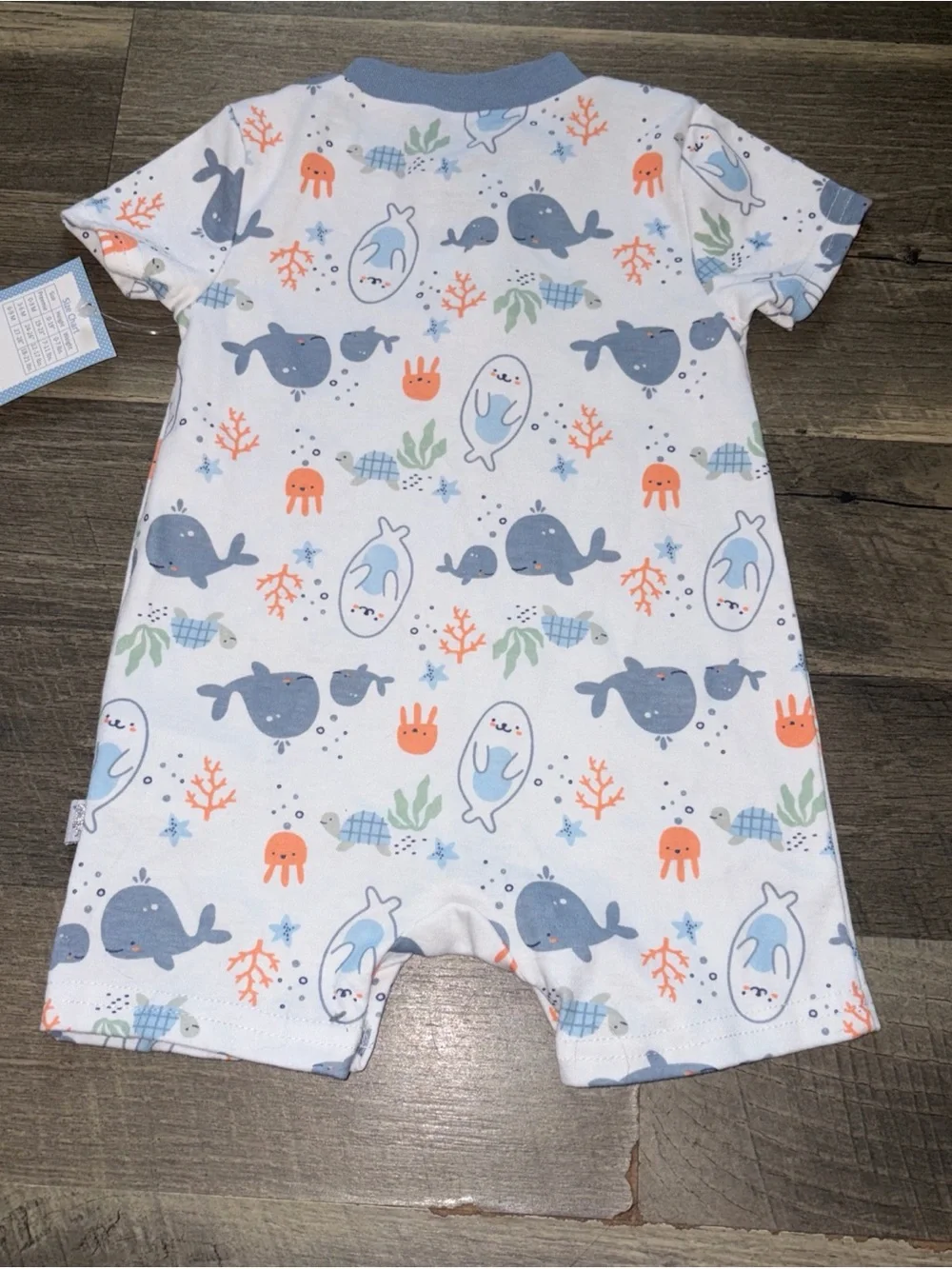 Duck Duck Goose Baby Romper Boy Blue White Sea‎ Animals NEW Size 6-9 M Months